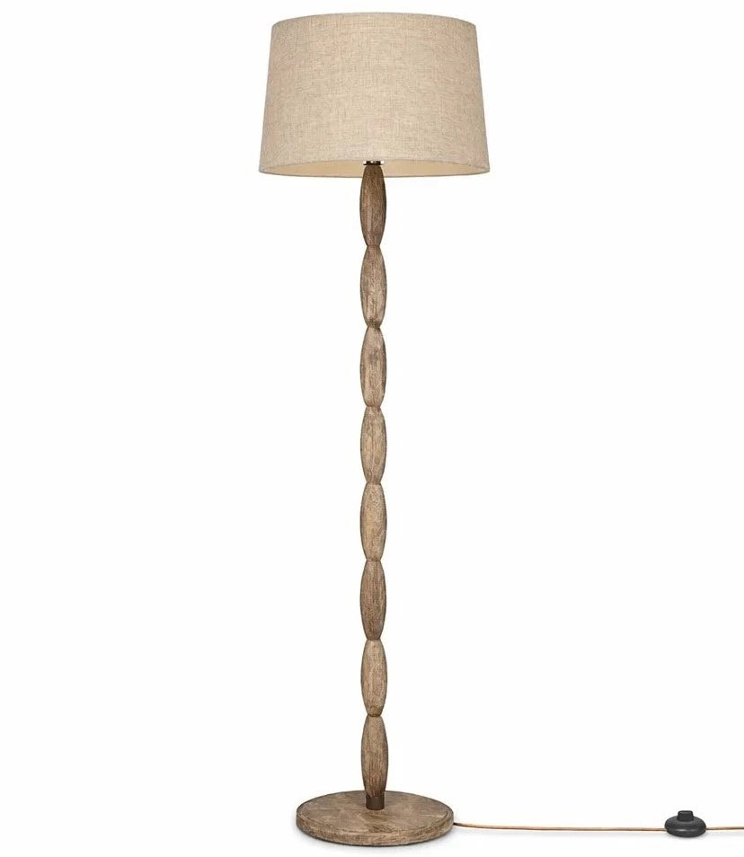 LAMPARA PIE MANGO ALGODON 40X40X155 BOLAS MARRON