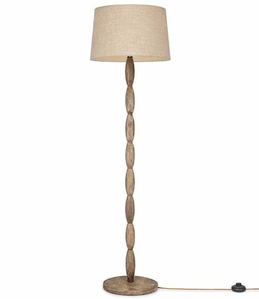 LAMPARA PIE MANGO ALGODON 40X40X155 BOLAS MARRON