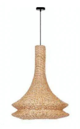 LAMPARA TECHO RATAN METAL 42X42X57 MARRON