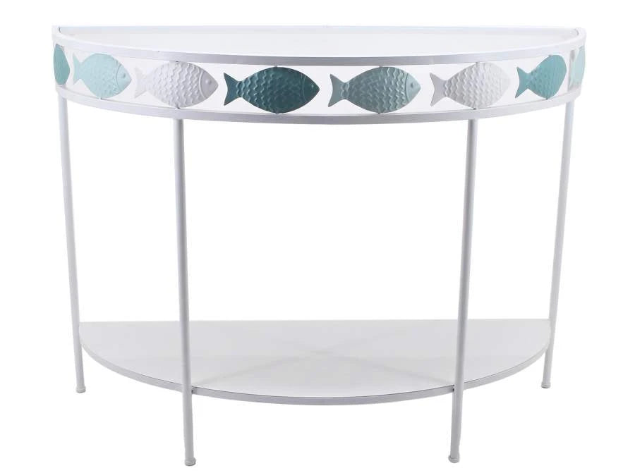 CONSOLA METAL CRISTAL 100X37X76 PECES BLANCO
