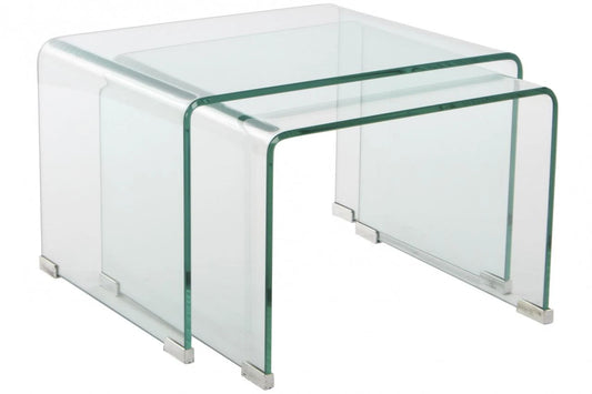 MESITA AUXILIAR SET 2 CRISTAL 48X45X31,5 12 MM.