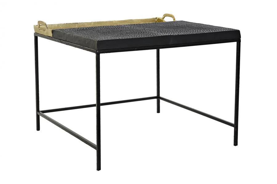 MESA CENTRO ACERO ALUMINIO 61X61X49 BANDEJA DORADO