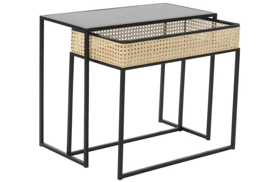 MESA CENTRO SET 2 METAL RATAN 60X30X50 REJILLA
