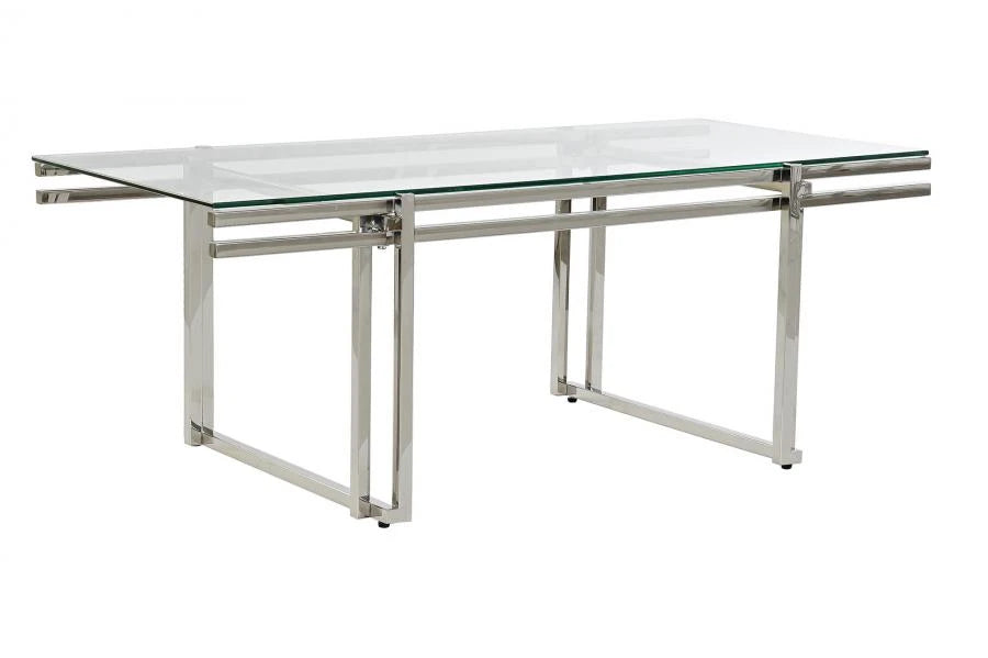 MESA CENTRO INOX CRISTAL 120X60X45 PLATEADO