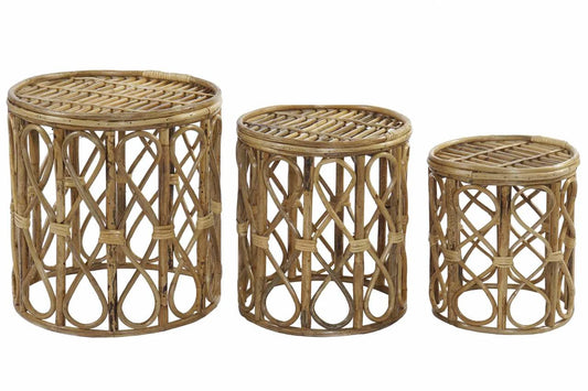 MESITA AUXILIAR SET 3 MIMBRE 38X38X43,4 NATURAL