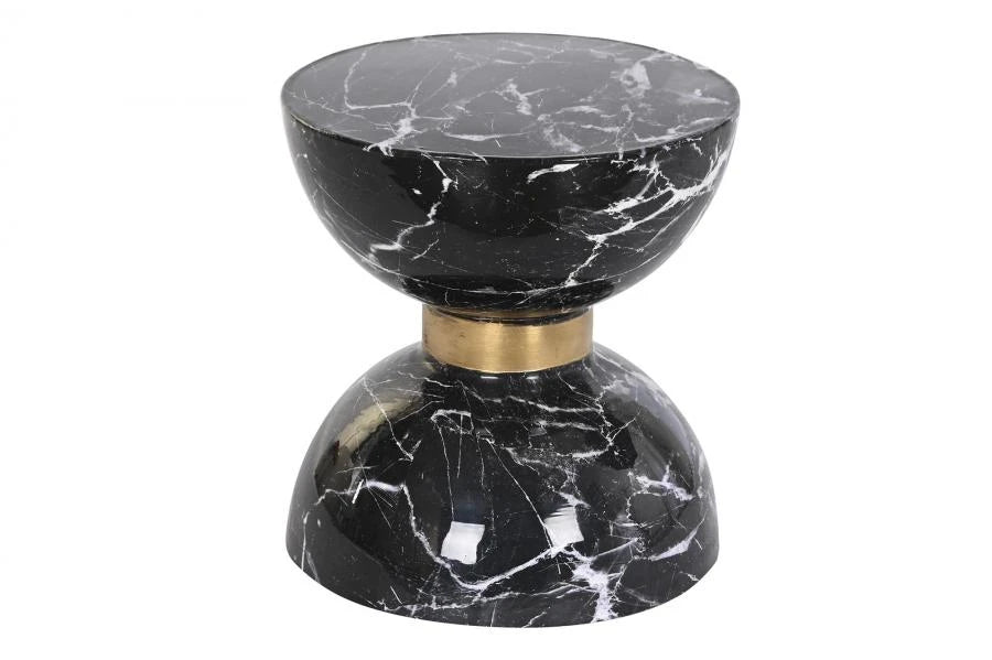 MESITA AUXILIAR HIERRO 33X33X35 SIMIL MARMOL NEGRO