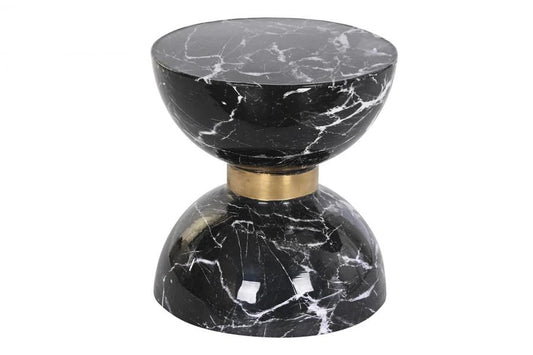 MESITA AUXILIAR HIERRO 33X33X35 SIMIL MARMOL NEGRO