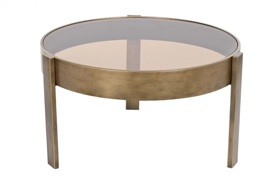 MESA CENTRO METAL CRISTAL 75X75X42 DORADO