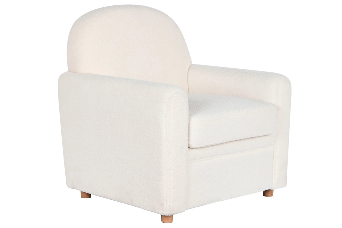 BUTACA POLIESTER MADERA 79X72X86 BORREGUITO BLANCO