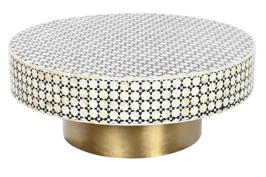 MESA CENTRO HUESO 100X100X42 TARACEA BICOLOR