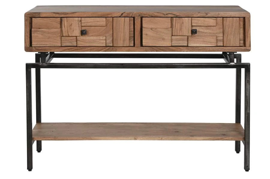 CONSOLA ACACIA METAL 110X35X80 NATURAL