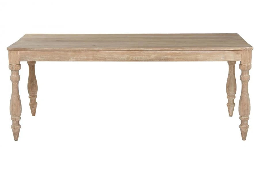 MESA COMEDOR TECA 195X97X77 TORNEADA DECAPE BLANCO