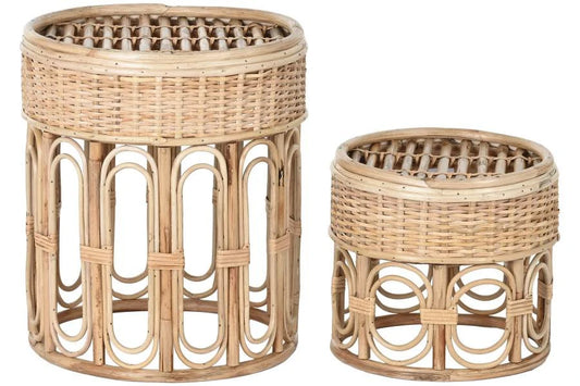 MESITA AUXILIAR SET 2 MIMBRE 42X42X47 NATURAL