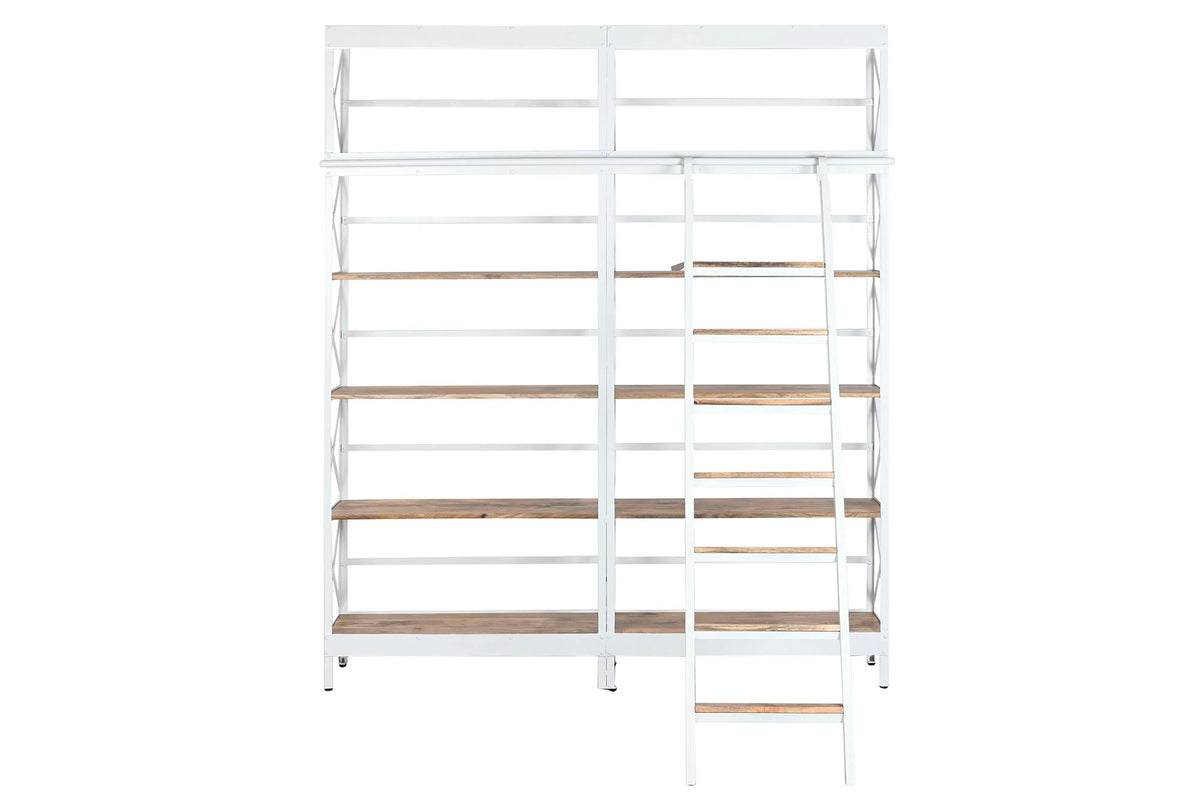 ESTANTERIA METAL MANGO 180X35X220 ESCALERA BLANCO