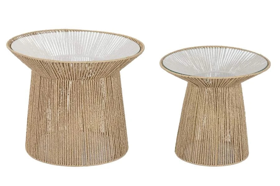MESITA AUXILIAR SET 2 FIBRA CRISTAL 55X55X45