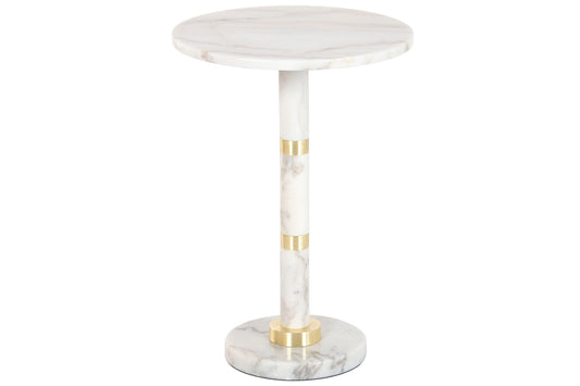 MESITA AUXILIAR MARMOL METAL 41X41X58 BLANCO