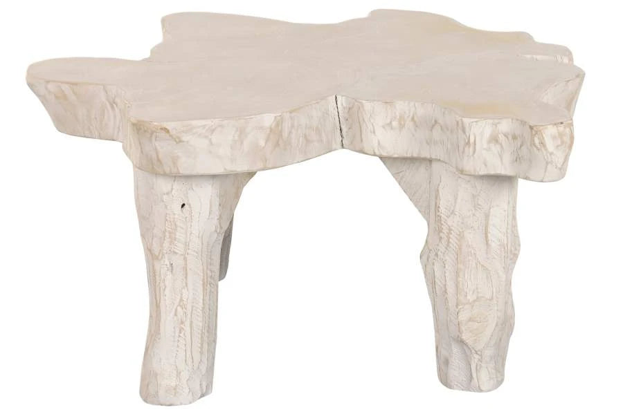 MESA CENTRO RAIZ DE TECA 88X88X46 DECAPE BLANCO
