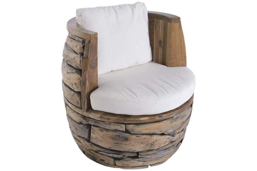 SILLON RAIZ DE TECA RECICLADA ALGODON 75X75X75