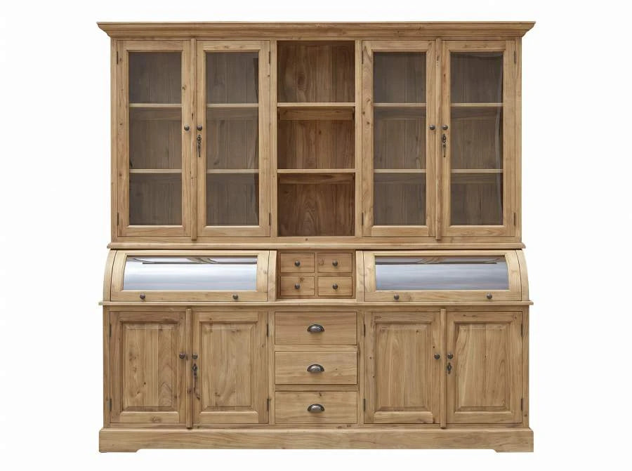 VITRINA TECA RECICLADA CRISTAL 160X50X215