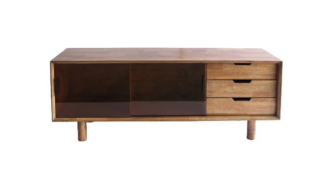 MUEBLE TV MADERA DE CAUCHO CRISTAL 150X40X55