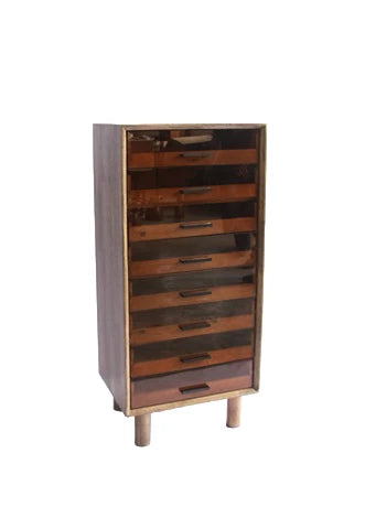 CAJONERA MADERA DE CAUCHO CRISTAL 55X40X120 MARRON