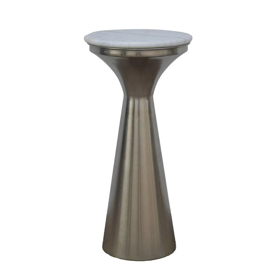 MESITA AUXILIAR METAL MARMOL 27X27X55 PLATEADO