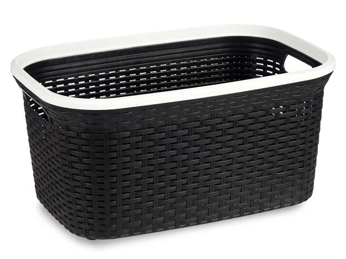 CESTA RATTAN ROPA 36L NEGRO