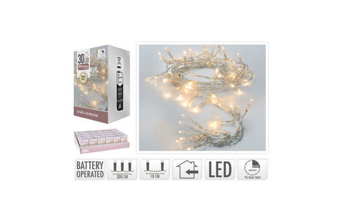 LUCES LED XMAS 30 PIEZAS CON TEMPORIZADOR