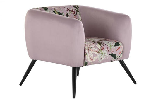 SILLON POLIESTER METAL 75X71X71 FLORES ROSA