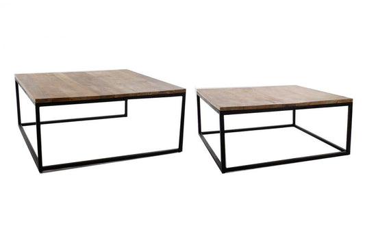 MESA CENTRO SET 2 METAL MANGO 90X90X40 NATURAL
