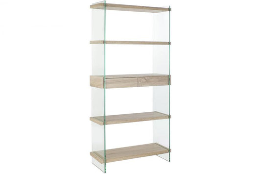 ESTANTERIA CRISTAL MDF 90X35X180 TEMPLADO NATURAL