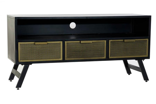 MUEBLE TV METAL 125X41X62 REJILLA NEGRO