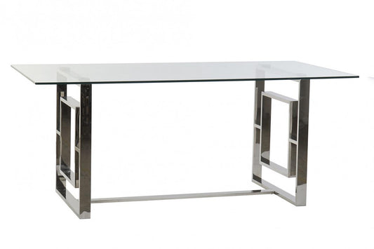 MESA COMEDOR ACERO CRISTAL 180X90X75