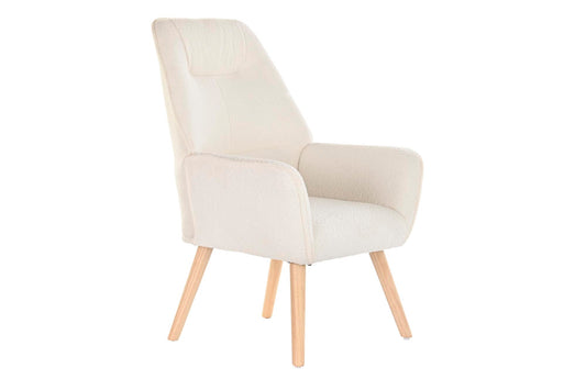 BUTACA POLIESTER MADERA 65X75X96 CREMA