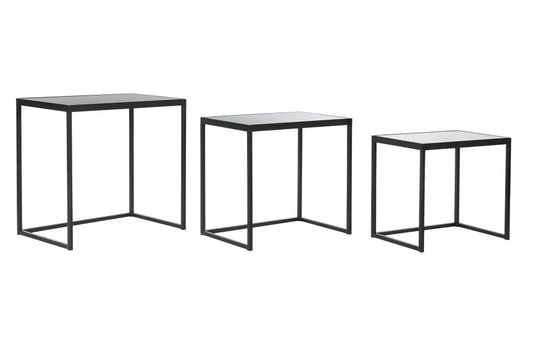 MESITA AUXILIAR SET 3 METAL CRISTAL 58X36,5X53,5