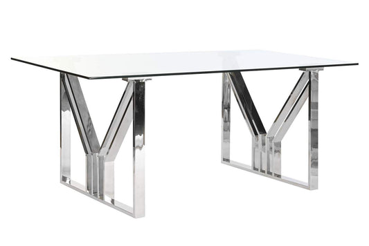 MESA COMEDOR ACERO CRISTAL 180X90X75 CROMADO