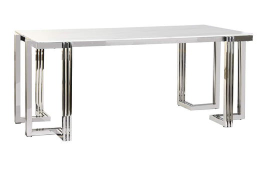 MESA COMEDOR ACERO CRISTAL 180X90X76 SIMIL MARMOL