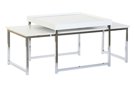 MESA CENTRO SET 2 ACERO MDF 110X48X45 BLANCO