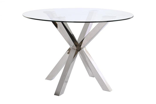 MESA COMEDOR ACERO CRISTAL 110X110X76 PLATEADO