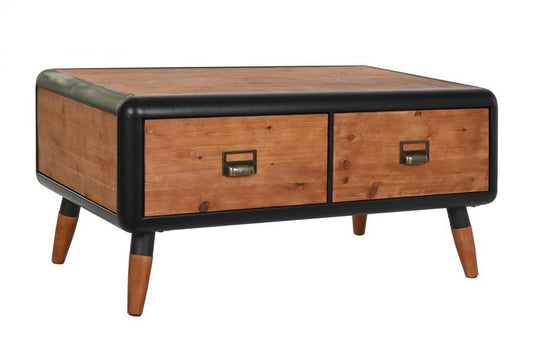 MESA CENTRO ABETO METAL 97X56X45 MARRON OSCURO