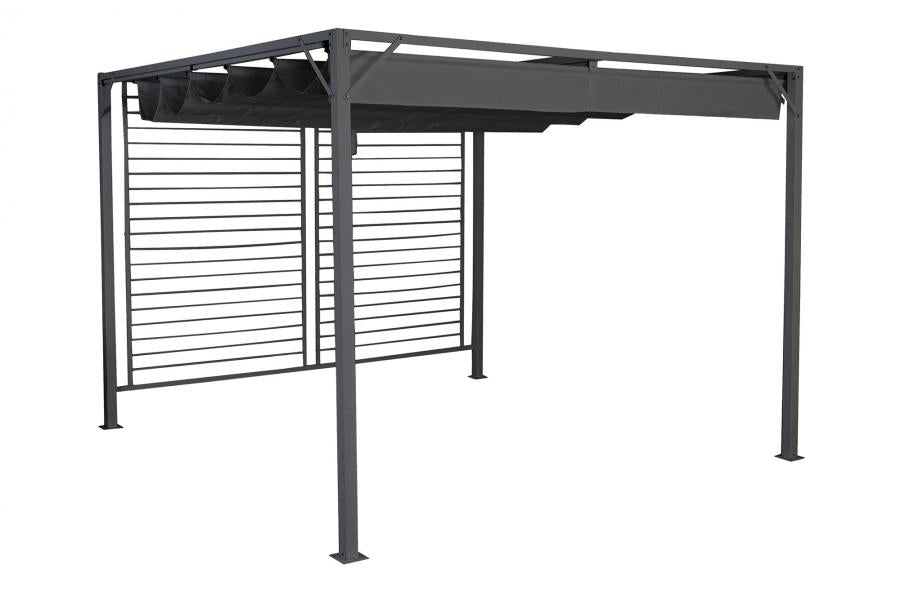 PERGOLA ACERO POLIESTER 300X300X230 250gr,/m2 GRIS