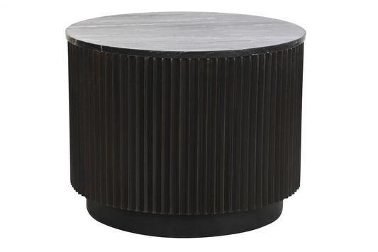 MESA CENTRO METAL MARMOL 61X61X41 NEGRO