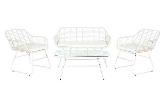 SOFA SET 4 RATAN SINTETICO 124X74X84 CON COJINES