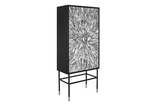 ARMARIO HUESO RESINA 75X40X181 TARACEA NEGRO