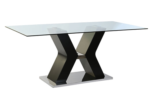 MESA COMEDOR CRISTAL TEMPLADO MDF 180X90X76 NEGRO