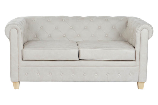 SOFA POLIESTER MADERA 151X80X70 CAPITONE BLANCO