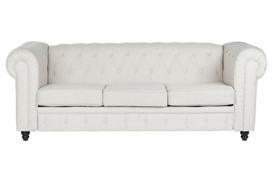 SOFA POLIESTER MADERA 209X84X76 CREMA