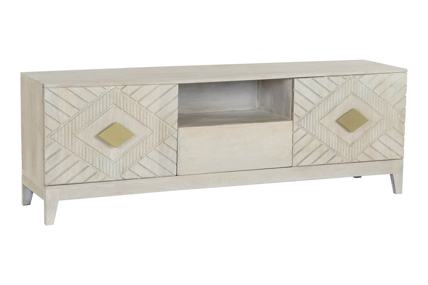 MUEBLE TV MANGO METAL 175X40X60 ROMBO BEIGE