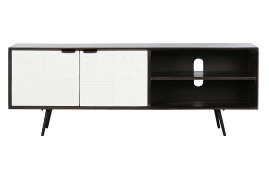 MUEBLE TV MANGO 140X35X50 MARRON OSCURO
