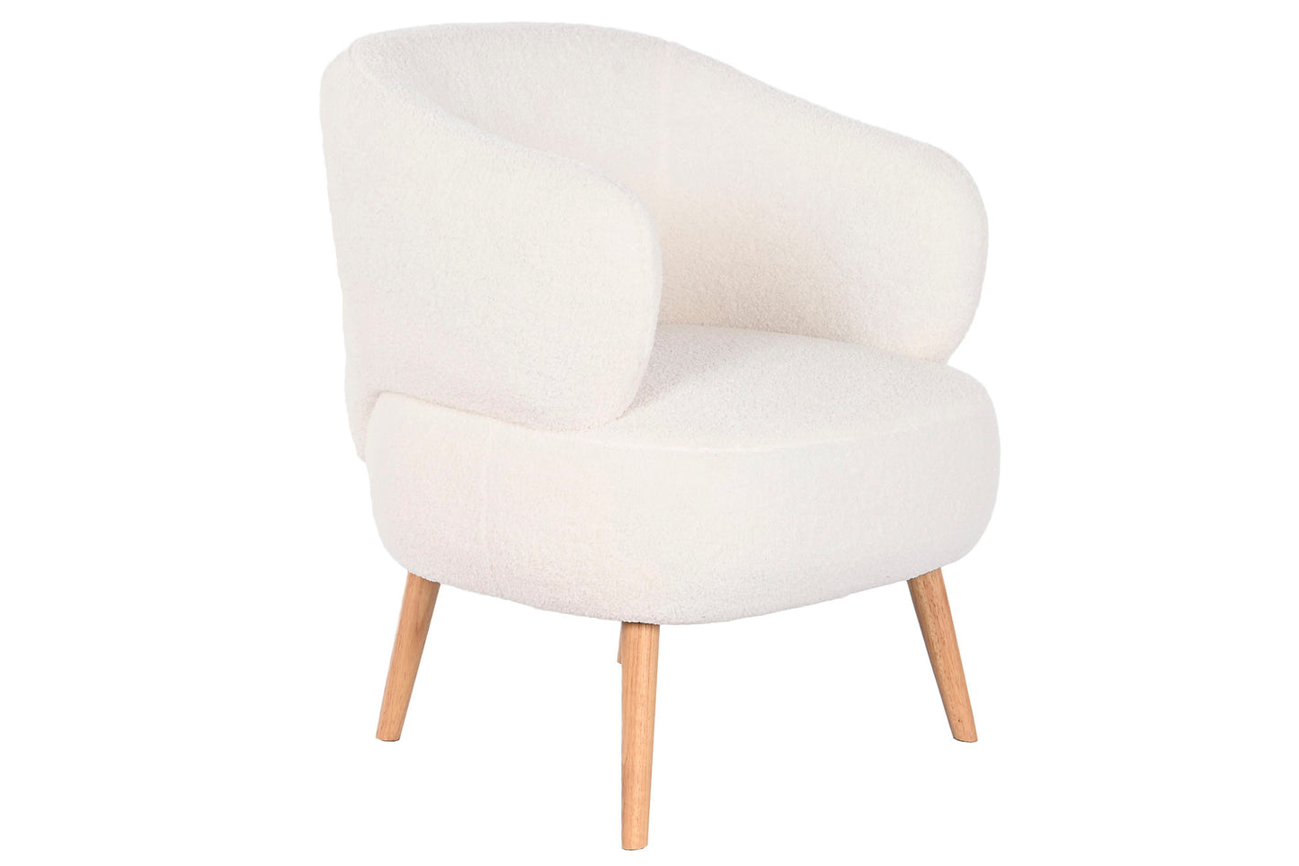 BUTACA POLIESTER MADERA 70X70X80 BORREGUITO BLANCO